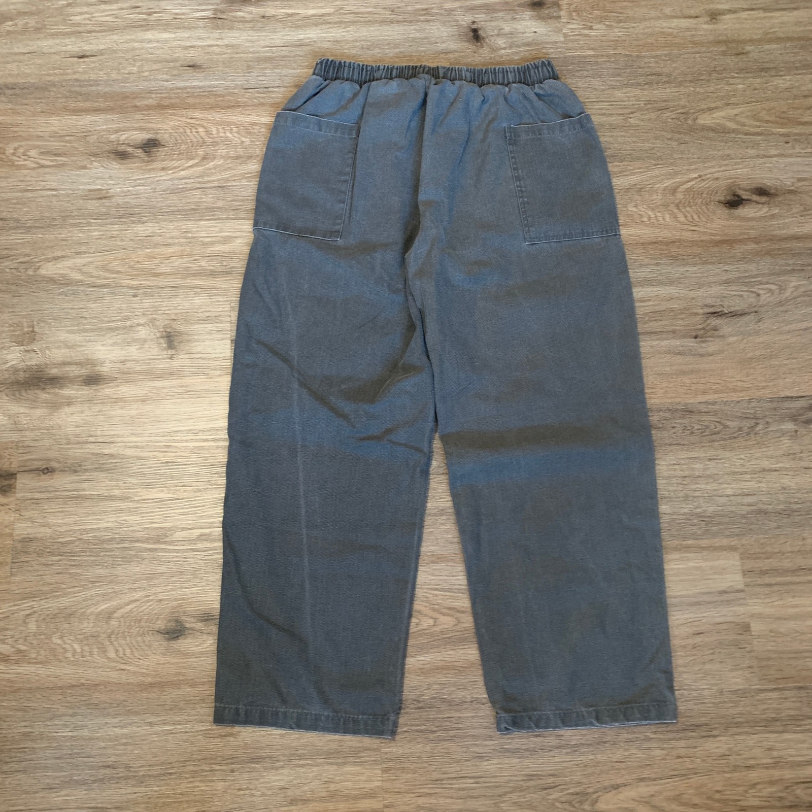 Kidoriman Mens Xxl Charcoal Grey Elastic Waist Cotton Wide Leg Casual Pants — image 3 of 8